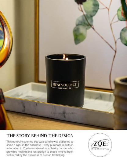 Benevolence LA Clearance Candles Bergamot & Jasmine Scented Candle | Soy Black Candle for Home | Gifts for Women and Men | Home Fragrance | Aromatherapy | 6oz