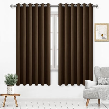 DWCN Brown Curtain 70 Inches Wide, Blackout Curtains for Bedroom, Extra Wide Drapes for Living Room, W70 x L63 Inch, 2 Panels