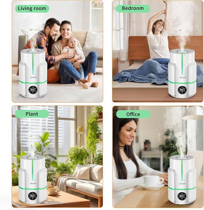 6L Humidifiers for Bedroom, 60H Runtime 26 dB Quiet Supersized Cool Mist Air Humidifiers for Large Room, Baby Nursery, Plant, Indoor, Night Light, Easy to Clean, Precise Humidity Control