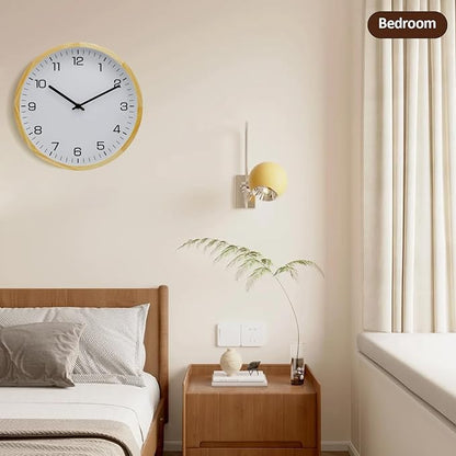 MEIRED Wooden Wall Clock 12 Inch Silent Non Ticking Wall Clocks Battery Operated Wood Analog Retro Round Clock Decorative for Kitchen,Home,Living Room,Classroom, Log White