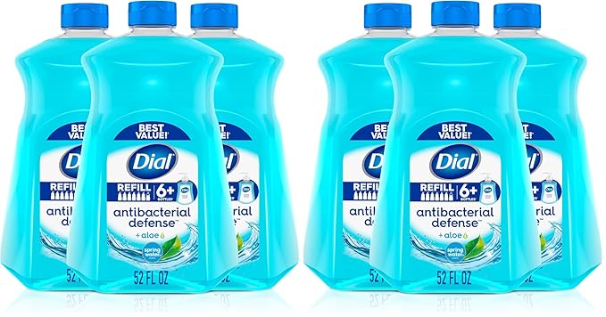 Dial Complete Antibacterial Liquid Hand Soap Refill, Spring Water, 52 fl oz (3 count) (Pack of 2)
