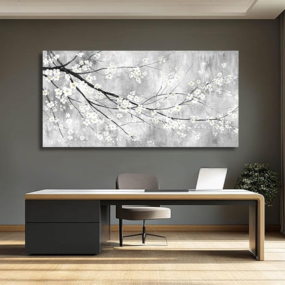 MLART99 Plum Blossom Decorative Floral Pictures Flower Prints Wall Art 24"x48" Botanical Poster for Bedroom Wall Decoration Living Room Pictures