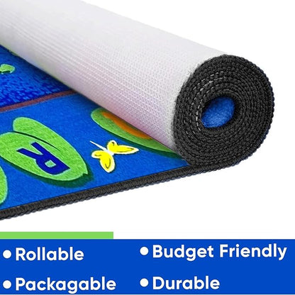 Turtle Circle Time Preschool Rug, 7'6" x 12' Rectangle, Educational Classroom Rug, Kids Learning Play Mat | Area Rug for Bedroom or Playroom