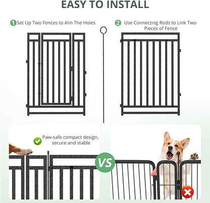 Dog Fence Outdoor Indoor, 32" Inch Height 40 Panels Dog Playpen for Large/Medium/Small Dogs Metal Dog Pen for Yard Camping and RV | Black-Silver