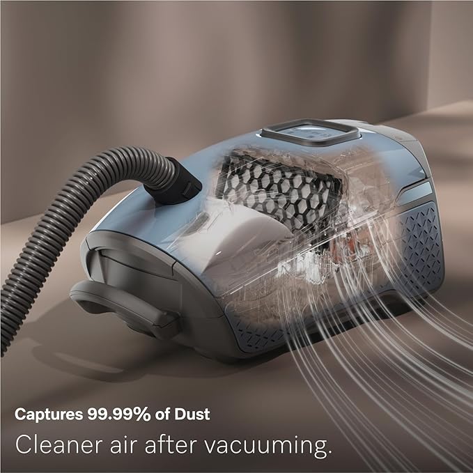 Miele New Guard L1 Bagged Canister Vacuum Cleaner with AirClean Filter, Electro Plus Floorhead, AllTeQ Universal Floorhead, LED Display Panel, in Nordic Blue/Space Grey