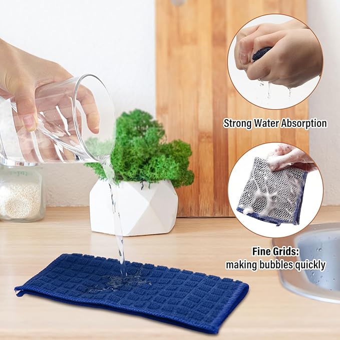 Dish Rags for Washing Dishes 16 Pack Multipurpose Wire Miracle Cleaning Coths Non-Scratch Wire Dishwashing Rag Lint Free Microfiber Cleaning Cloth for Kitchen Windows