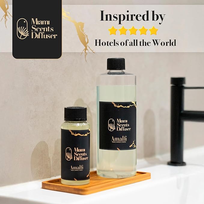 Amalfi Scent Inspired by One & Only Royal Dubai Hotel 4 Fl Oz - 120 ml Essential Oils Aroma for Home Office Business Diffuser Luxury Fragance Refill Aromatherapy Fresh Blend of Rose Vanilla and Lemon.