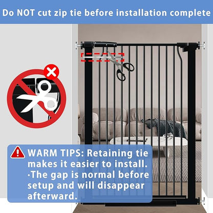 72.2"-76.7" Extra Wide Baby Gate, 40.5" Tall Dog Gate Indoor,Walk Through Pet Gates for Doorways Kitchen No Drilling Auto Close Pressure Mounted Safety Child Toddler Gate, Black