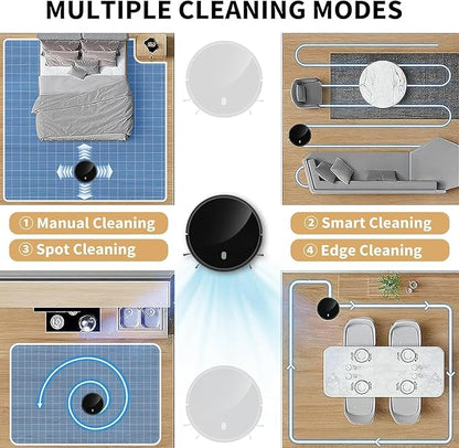 Robot Vacuum and Mop combo, 3500Pa Vacuum Cleaner Robot Navigation with high efficient roller brush, 60dB Robot Vacuum Cleaner with APP Control,Blue tooth, Ideal for Pet Hair, Carpets, Hard Floors