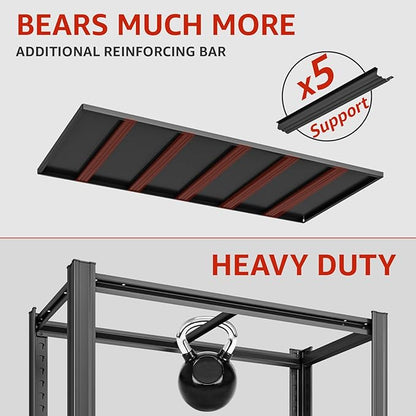 Extra Big/Large 55.12"Wide Father&I Industrial 6-Shelf-Rack Tall Heavy-Dudy Metal/Steel Adjustable Garage Bin Storage Shelving Stand Shelves Units/System for Shed, 84" H*55.12W * 24" D, Black