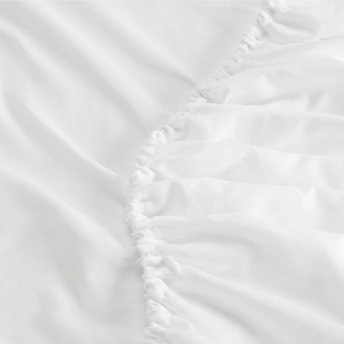 Serta Simply Clean Super Soft Hypoallergenic Stain Resistant Deep Pocket 4 Pieces Solid Bed Sheet Set, King, White