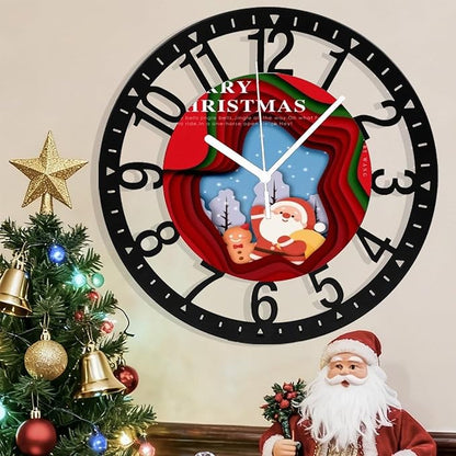 Wall Clock 10 Inch Silent Non-Ticking Modern Clocks Battery Operated - Analog Small Classic for Office, Home, Living Room,Bathroom, Kitchen, Bedroom, School,Snowman Clock