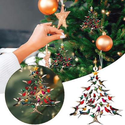Hummingbird Christmas Ornament, Colorful Hummingbirds Tree Decor, Stacked Hummingbird Ornament for Christmas, Winter Hummingbirds Home Decoration, for Bird Lovers (1PC)(3pcs)