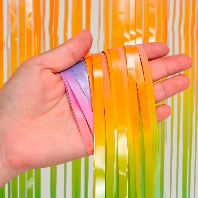 BRAVESHINE Colourful Tinsel Fringe Curtains - 2Pcs 3.2x8.2ft Holidays Photo Booths Streamers Backdrop for Christmas/New Years/Princess/Pastel/Girl/Unicorn/Birthday/Bridal Shower Party Decorations