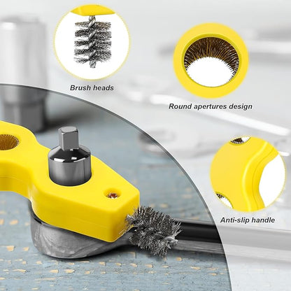Honoson 4 Pieces Copper Pipe Cleaner 4 in 1 Copper Tubing Brush Pipe Cleans Inside Outside Thread Cleaner Plumber Brush Cleans Tool for Plumbing Installation Soldering Brazing(Yellow)