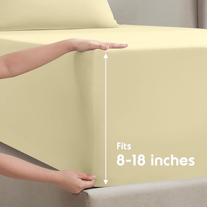 Nestl Full Sheet Set - Luxury 1800 Ultra-Soft Microfiber Full Bed Sheets - Double Brushed - Deep Pockets - Easy Fit - 4 Piece Set - Bedding Sheets & Pillowcases (Full, Vanilla Yellow)