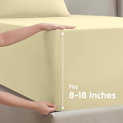 Nestl Twin Sheet Set - 1800 Ultra-Soft Microfiber Twin Bed Sheets - Double Brushed - Deep Pockets - Easy Fit - Extra Soft - 3 Piece Set - Bedding Sheets & Pillowcases (Twin, Vanilla Yellow)