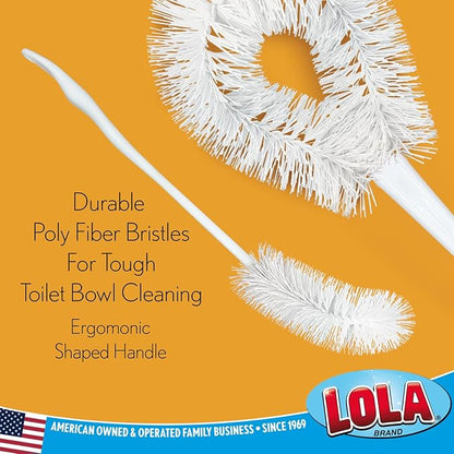 LOLA Toilet Bowl Brush w/Curved Head, 36 Pack, Coated Wire, Durable Poly Bristles, Reaches Under Toilet Bowl Rim