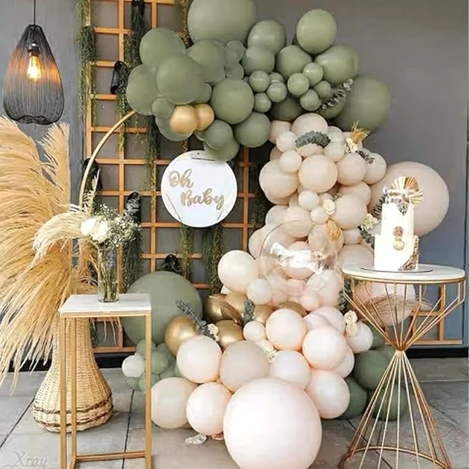 PartyWoo Sage Green Balloons 50 pcs 12 Inch Matte Sage Olive Green Boho Neutral Eucalyptus Latex Helium Balloons for Wedding Baby Shower Gender Reveal Birthday Graduation Party Decorations Green-F11