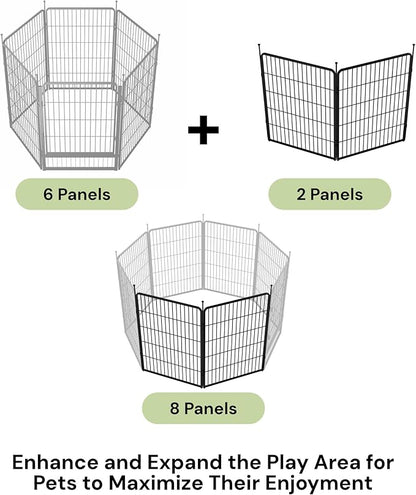 SunsGrove Dog Playpen Outdoor, Heavy Duty 40 Inch 2 Panels Play Pen for Medium and Large Dogs, Free and Safe Play Dog Fence, Black
