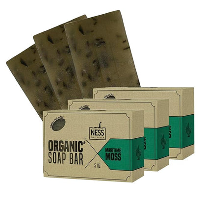 Ness Mens Soap Bar - Maritime Moss Scent - Natural Soap For Men - Mens Bar Soap With Organic Ingredients & Essential Oils - Moisturizing Bar Soap - Handmade In The USA, Cruelty Free, Vegan - 3 Pack