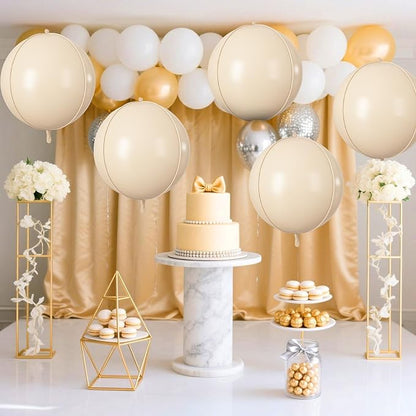 Cream Round Foil Balloons 9 pcs,Apricot Beige Giant 4D Round Balloons 22 Inch for for Boho Birthday Wedding Baby Shower Party Decorations
