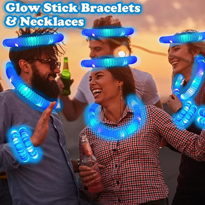 12-24 PCS Blue Glow Sticks for Kids,Light Up Pop Tubes Party Favors for Toddlers,Goodie Bag Stuffer Fillers,Birthday Valentines Day Mardi Gras Party Gifts Non Candy Treats Prizes Toy for Boys Girls