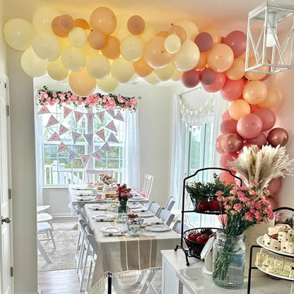 Retro Blush Pink Balloons, 60 Packs 12 Inch Dusty Pink Metallic Chrome Rose Gold White Sand Nude Balloons for Bridal Baby Shower Girls Boho Birthday Wedding Decorations Supplies