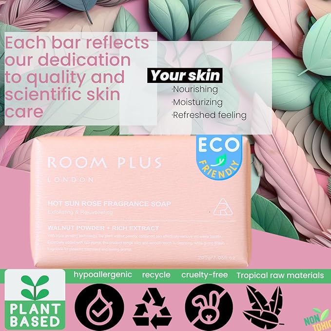 Fragrance Bar Soap,Big Brick of Bath Soap(pack of 2,14oz)Floral Scent, Exfoliates Bars,Natural Soap Bar,Made with Organic Oils, For Body and Hair, ROOMPLUS-ROSE,Moisturizing Dry Skin,Gentle Cleaning