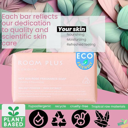 Fragrance Bar Soap,Big Brick of Bath Soap(pack of 2,14oz)Floral Scent, Exfoliates Bars,Natural Soap Bar,Made with Organic Oils, For Body and Hair, ROOMPLUS-ROSE,Moisturizing Dry Skin,Gentle Cleaning