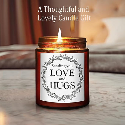 Sending You Love & Hugs Gift Candles - Relaxing Candles for Women Stress Relief - Gift for Her, Best Friend, Bestie, Sister, Wife, Daughter, Mom - Jasmine Natural Soy Calming Candle for Home