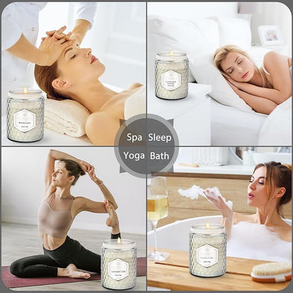 6 Pack Scented Candles for Home, Aromatherapy Gift Set for Women, Natural Soy Wax Jar, 33 oz 240 Hour Long Lasting, Birthday and Valentine's Day Gift, Flax Gray