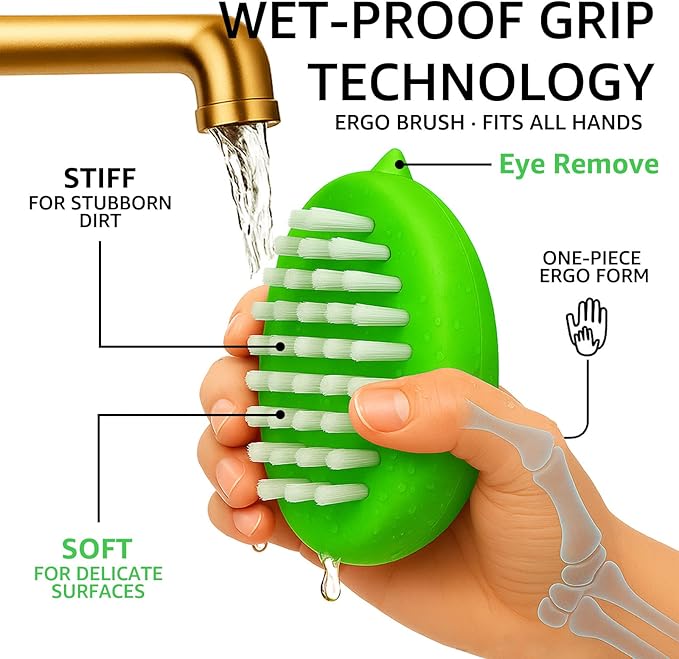 Premium Veggie Brush The Scrubber for Potato Eyes,a Potato Scrubber Suitable for Root Vegetables & Delicate Fruits,a Dual-use Fruit and Vegetable Brush, Your Kitchen Essential