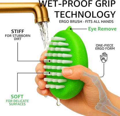 Premium Veggie Brush The Scrubber for Potato Eyes,a Potato Scrubber Suitable for Root Vegetables & Delicate Fruits,a Dual-use Fruit and Vegetable Brush, Your Kitchen Essential