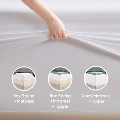 Nestl Queen Sheet Set - Luxury 1800 Ultra-Soft Microfiber Bed Sheets - Double Brushed - Deep Pockets - Easy Fit - 4 Piece Set - Bedding Sheets & Pillowcases (Queen, White)