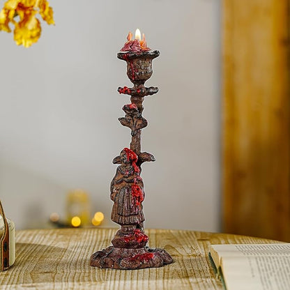 Sungmor Vintage Cast Iron Candle Holder, 10.2" Tall Rustic Noblewoman Figurine Candlestick - Decorative Taper Candle Stand for Home, Tabletop, Mantel Display - Gothic, Medieval, or Farmhouse Décor