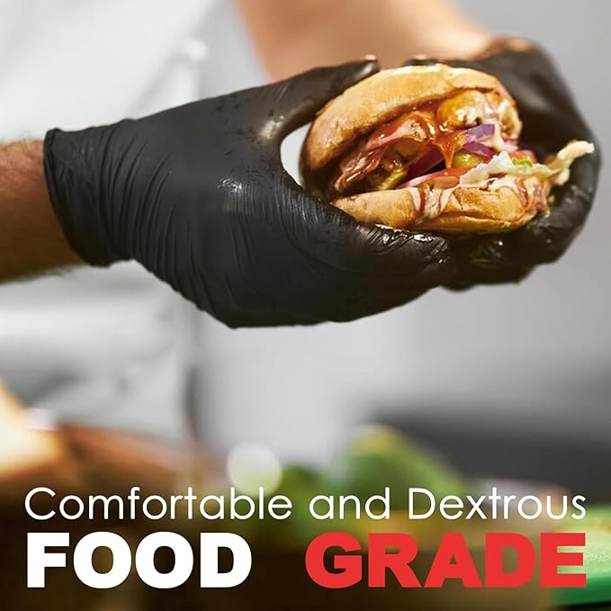 SANYU Nitrile Gloves, Powder-Free, Latex-Free, Non-Sterile, Food Safe, Disposable Gloves for Household, Heavy Duty, 4 Mil