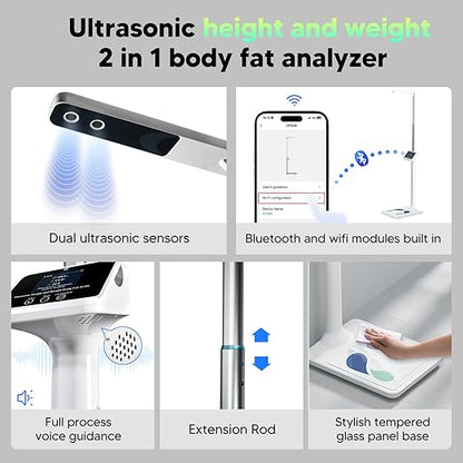 arboleaf Digital Physician Scale, Ultrasonic Height and Weight Scale, Smart Body Composition Analyzer for Gym and Home, 11-485lb, 6ft.4.8in, Body Fat Measurement, Weight, Height, BMI