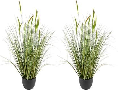 VEVOR Artificial Grass Plant, 2 Pack 35 inch Cattail Grass in Pot, Premium PVC Faux Fake Greenery Shrubs Plant for Indoor Outdoor House Home Garden Office Room Décor, Housewarming, Green