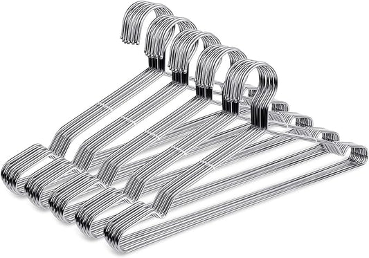 Fayleeko Stainless Steel Wire Hangers - 50 Pack Heavy Duty, Space Saving 16.5 inch Ultra Thin Coat Hangers