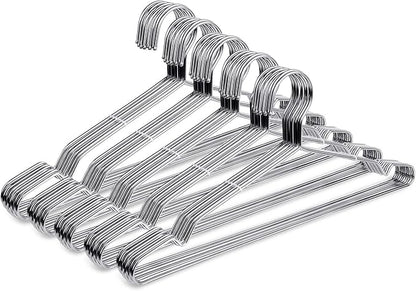 Fayleeko Wire Coat Hangers - 17.7 Inch Heavy Duty Stainless Steel Hangers (50 Pack)