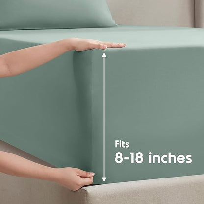 Nestl Twin Sheet Set - 1800 Ultra-Soft Microfiber Twin Bed Sheets - Double Brushed - Deep Pockets - Easy Fit - Extra Soft - 3 Piece Set - Bedding Sheets & Pillowcases (Twin, Sage Green)