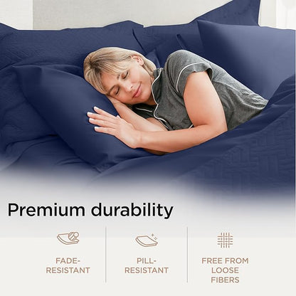 Threadmill American Supima King Size Cotton Sheets, 1200 Thread Count, 4 Piece Luxury Bed Sheets for King Mattress, 5 Star Hotel Quality Sheets with Elasticized Extra Deep Pocket, Folkstone Blue