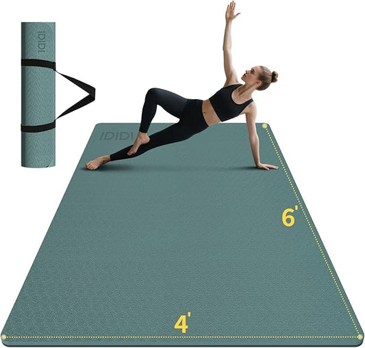 8mm Large Yoga Mat (6'x 4') - Extra Long and Wide 72 x 48 x 0.32 inches, Non-Slip POE Fitness Mat, Eco-Friendly, Thick Wide Exercise Mat for Home Workouts,Ideal for Yoga and Pilates.