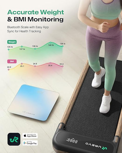 UREVO Smart Scale for Body Weight & BMI Tracking Sync with App, Digital Bathroom Scale with LED Display, Highly Accurate Weight Scale, 400 lb/180 kg, lb/kg Units, Batteries Included, Blue