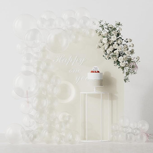 130PCS Clear Balloons, Latex Balloons Different Sizes 18/12/10/5 Inch, Helium Balloons with Ribbon, Party Balloon Set for Birthday Wedding Graduation Anniversary Baby Shower Decorations.