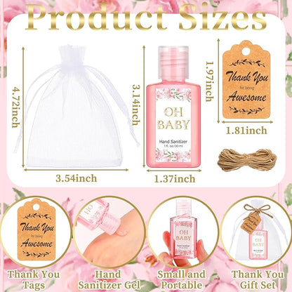 Frienda 24 Sets Baby Shower Hand Sanitizer Gift Set Travel Size Hand Sanitizers Gift Bulk Mini Sanitizer for Wedding Thank You Gifts for Guests