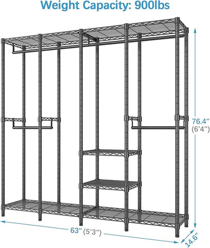 VIPEK V40 Medium Garment Rack Heavy Duty Clothes Rack for Hanging Clothes, Multi-Functional Bedroom Clothing Racks Freestanding Closet Portable Closet Wardrobe, Max Load 900lbs, Black