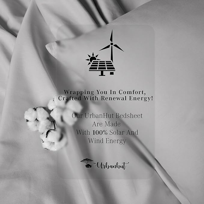 URBANHUT 800 Thread Count Egyptian Cotton Sheets Twin Size, Long Staple Sheets Set for Twin Size Bedding, 3 Pc Bed Sheet Sets, Luxury Hotel Sateen Sheets Fits 16" Deep Pocket - Dark Grey