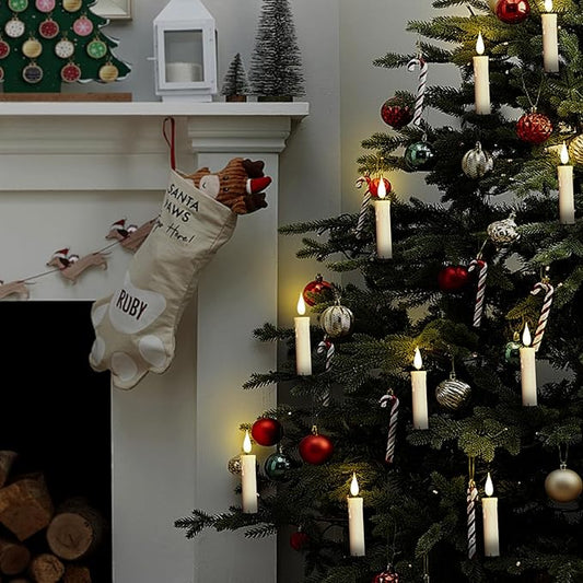 Romingo Flameless Candles Christmas Decor, 10PCS Led Flickering Lights Battery Operated with Remote Timer/Clips, Window Candles for Home Indoor Outdoor Wedding Halloween Christmas Trees Decor